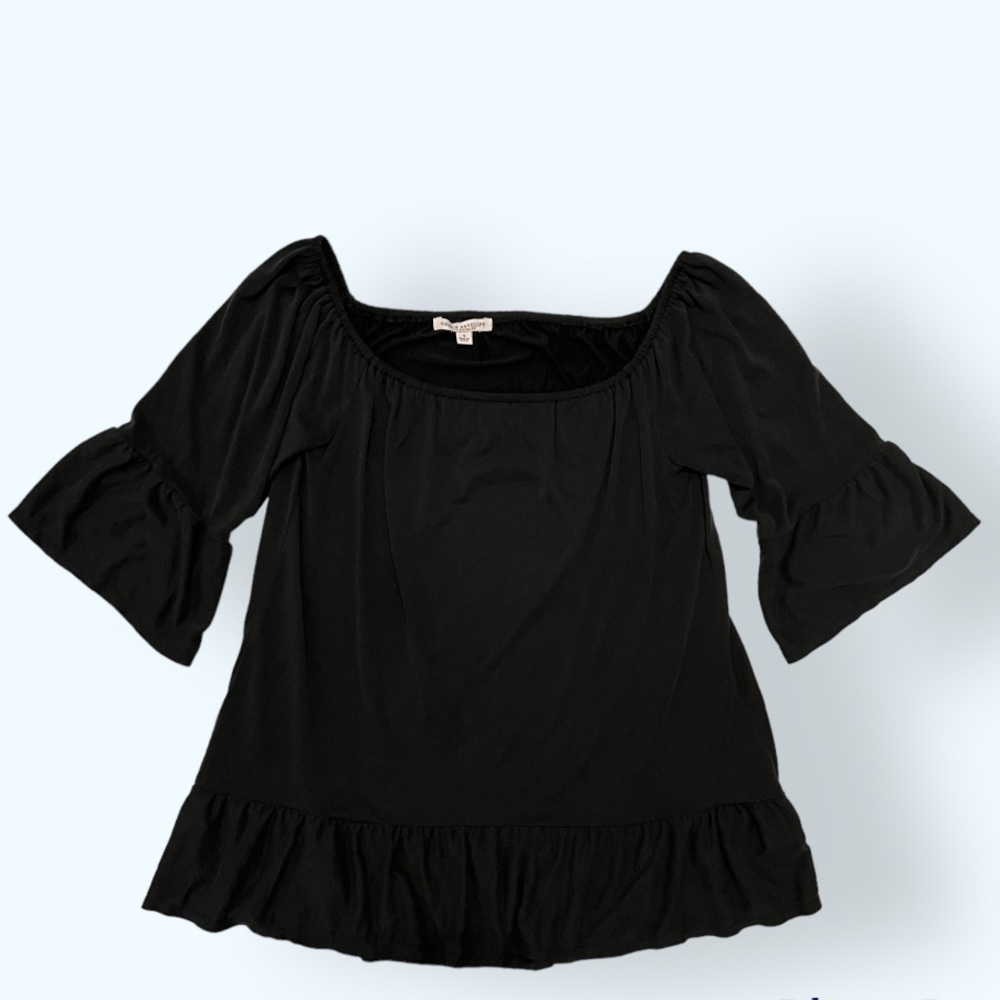 GREEN ENVELOPE - black blouse - small
